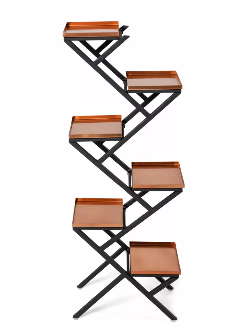 GSC Crisscross Cascading Plant Stand With Copper Trays - Image 2