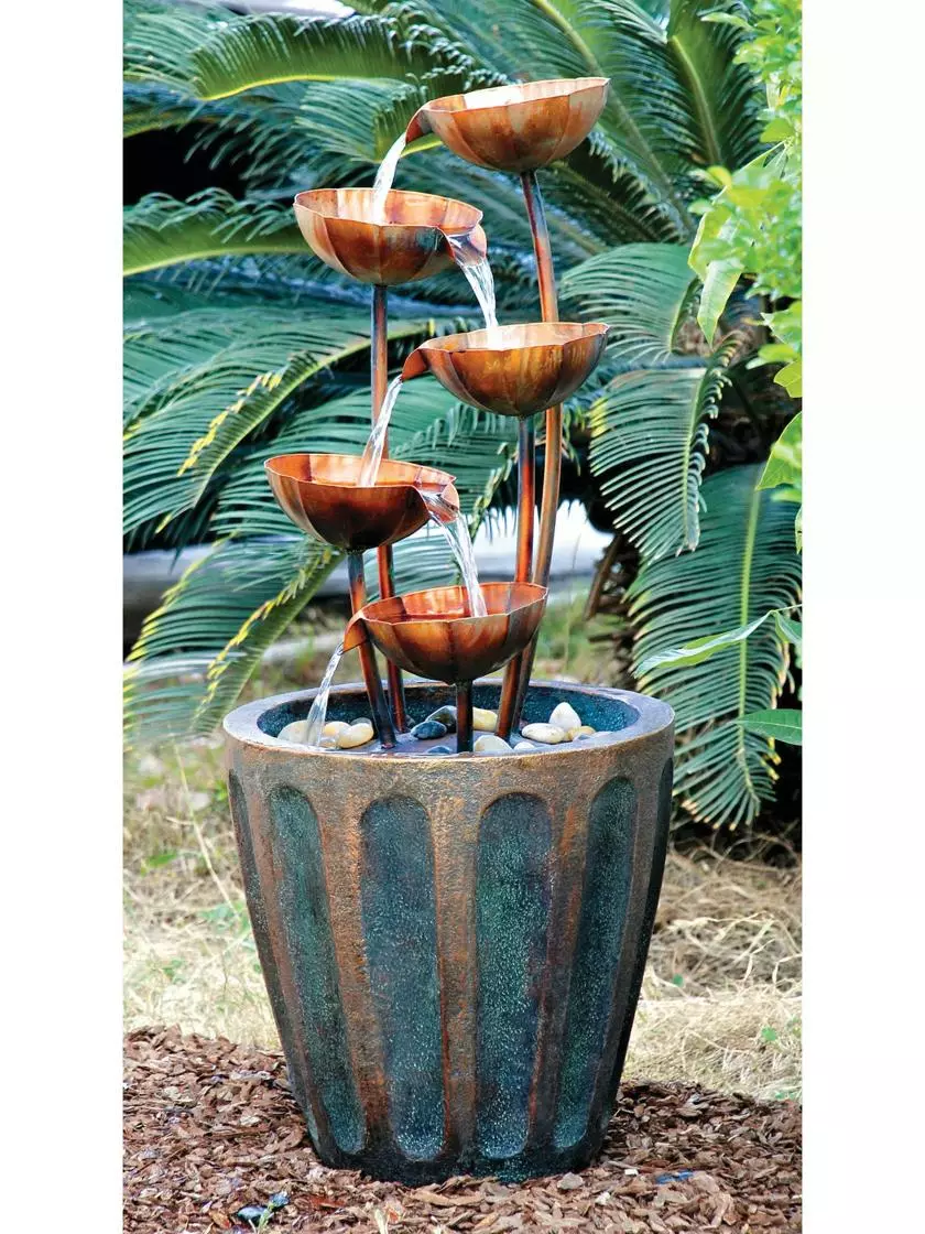 PRP Copper Lotus Cascading Fountain