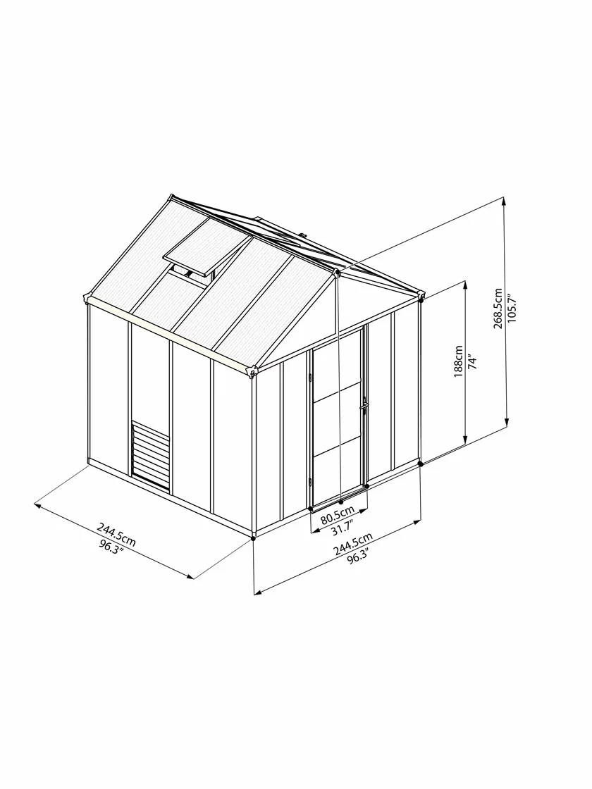 GSC Canopia® By Palram Glory™ Greenhouse, 8' - Image 21