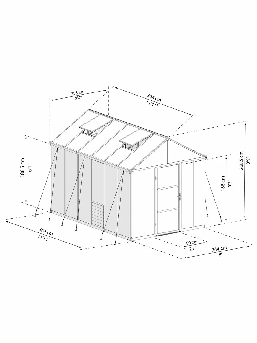 GSC Canopia® By Palram Glory™ Greenhouse, 8' - Image 23