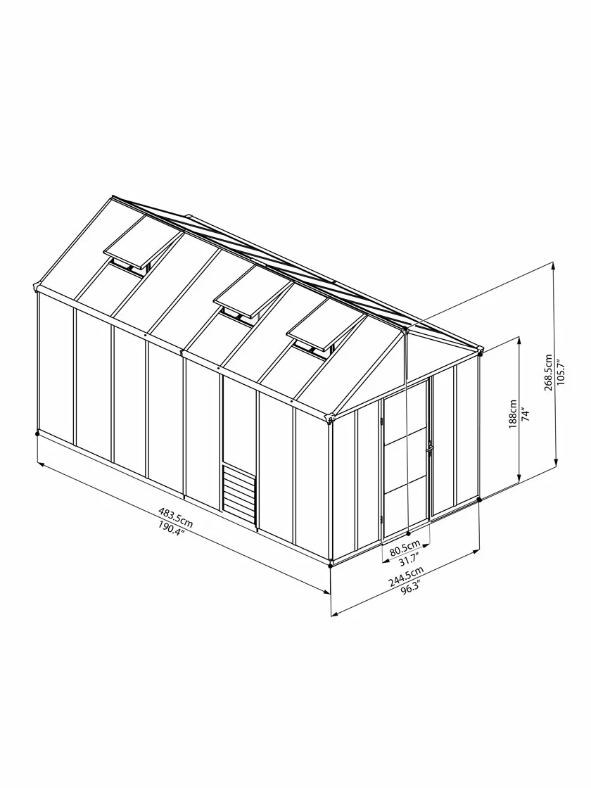 GSC Canopia® By Palram Glory™ Greenhouse, 8' - Image 27