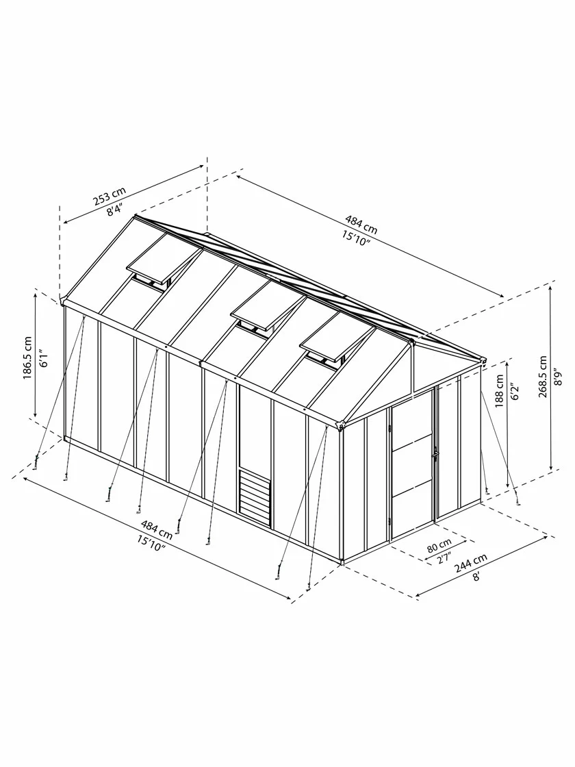 GSC Canopia® By Palram Glory™ Greenhouse, 8' - Image 25