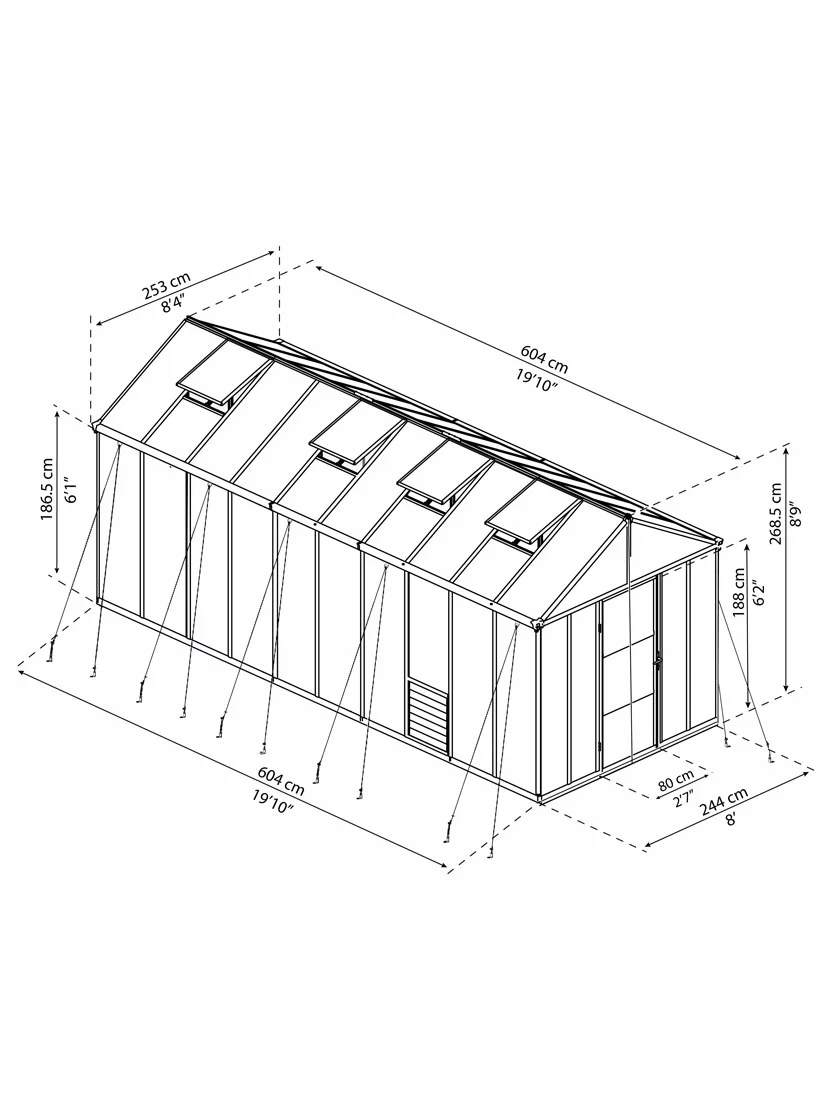GSC Canopia® By Palram Glory™ Greenhouse, 8' - Image 28