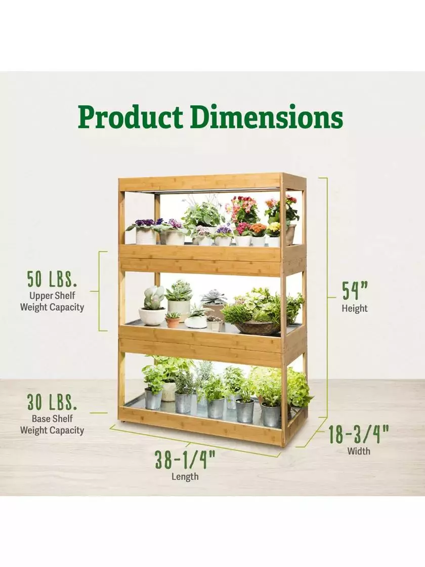 GSC Bamboo LED Grow Light Garden For Succulents And Seeds - Image 2