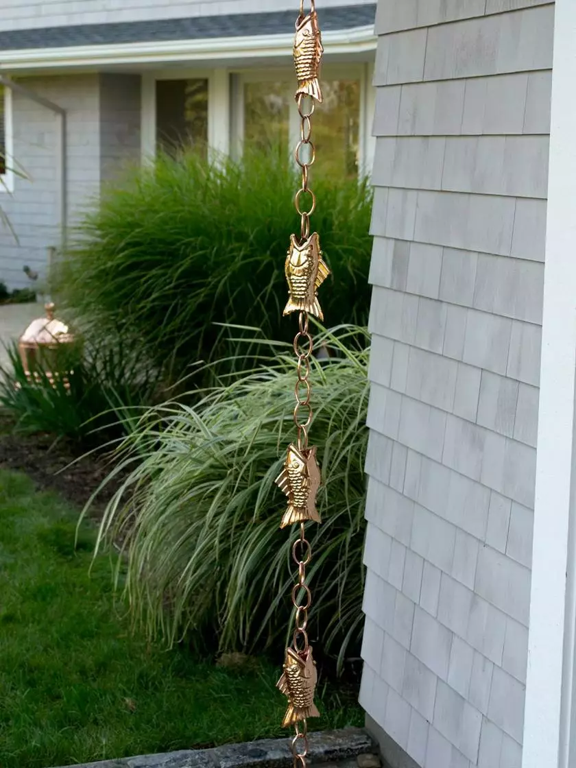 GSC Fish Pure Copper Rain Chain, 8.5'