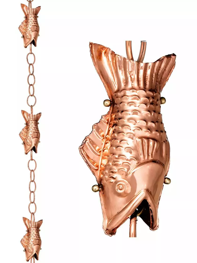 GSC Fish Pure Copper Rain Chain, 8.5' - Image 4