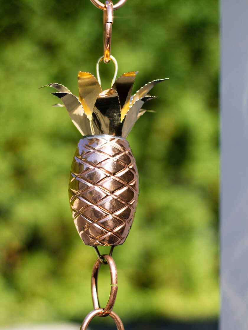 GSC Pineapple Pure Copper Rain Chain, 8.5' - Image 4