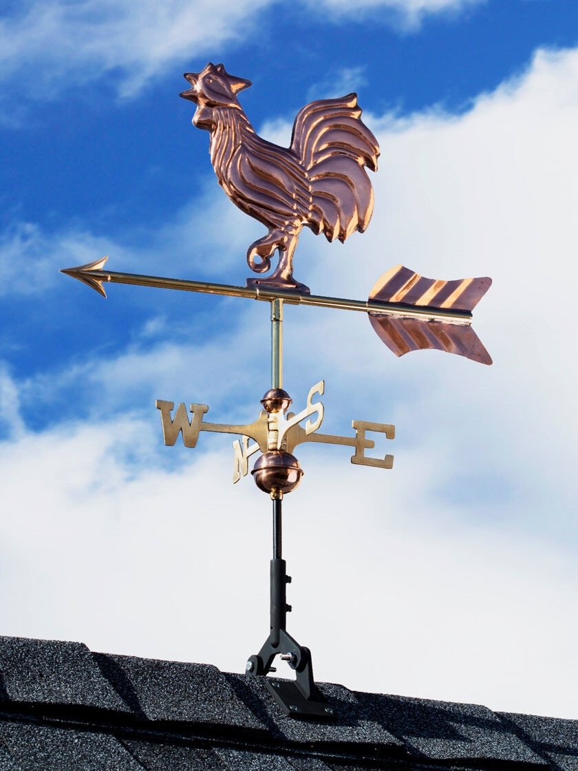 GSC Rooster Cottage Copper Weathervane With Roof Mount - Image 3