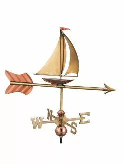 GSC Sailboat Garden Copper Weathervane With Pole