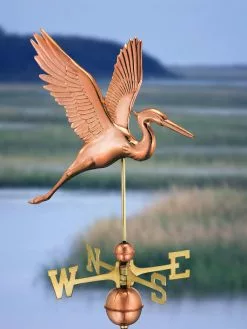 GSC Graceful Blue Heron Copper Weathervane