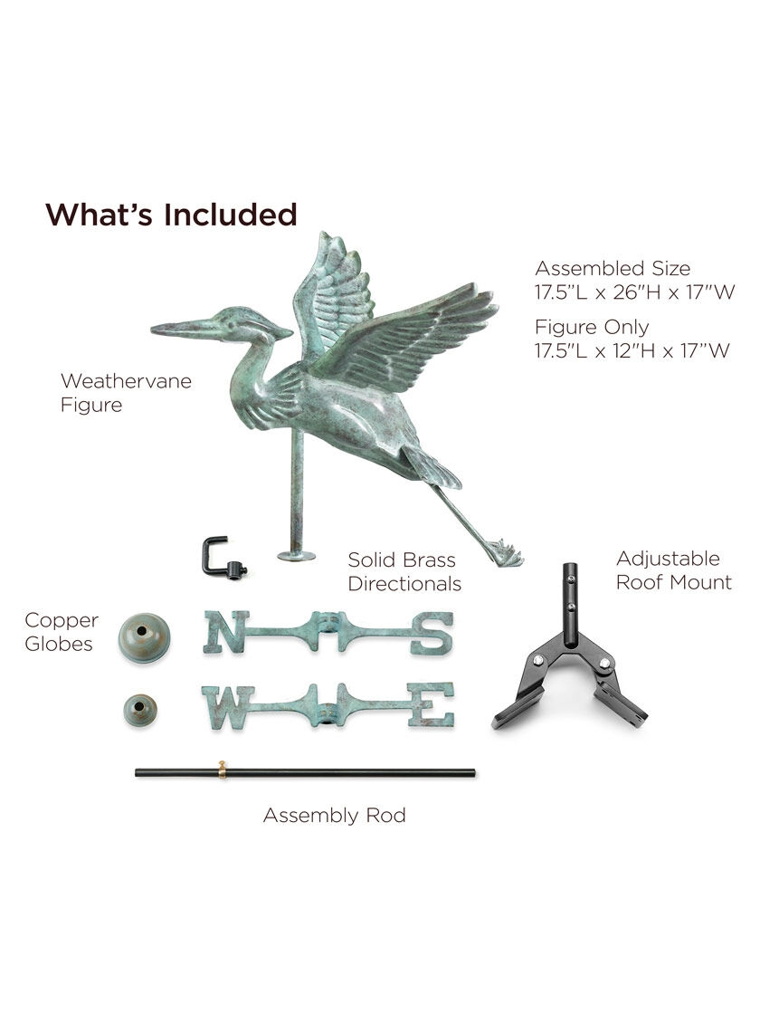 GSC Blue Heron Cottage Copper Weathervane - Image 3