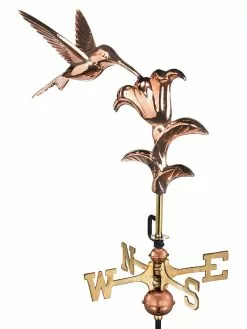 GSC Hummingbird Garden Copper Weathervane With Pole