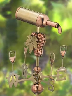 GSC Wine Bottle Cottage Copper Weathervane With Roof Mount