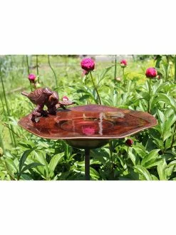 GSC Achla Designs Antiqued Birdbath With Birds And Stake