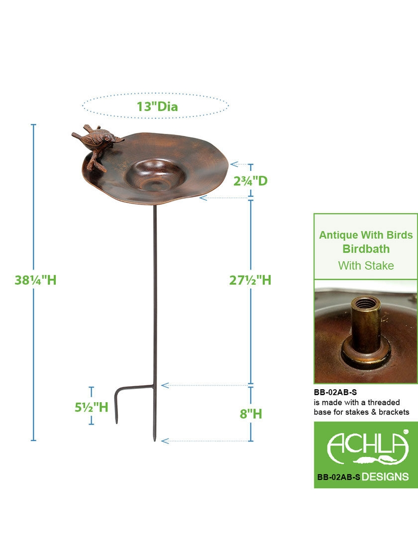 GSC Achla Designs Antiqued Birdbath With Birds And Stake - Image 4