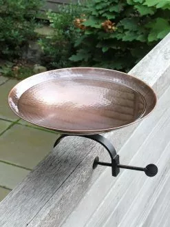 GSC Achla Designs Burnt Copper Birdbath With Over-the-Rail Bracket