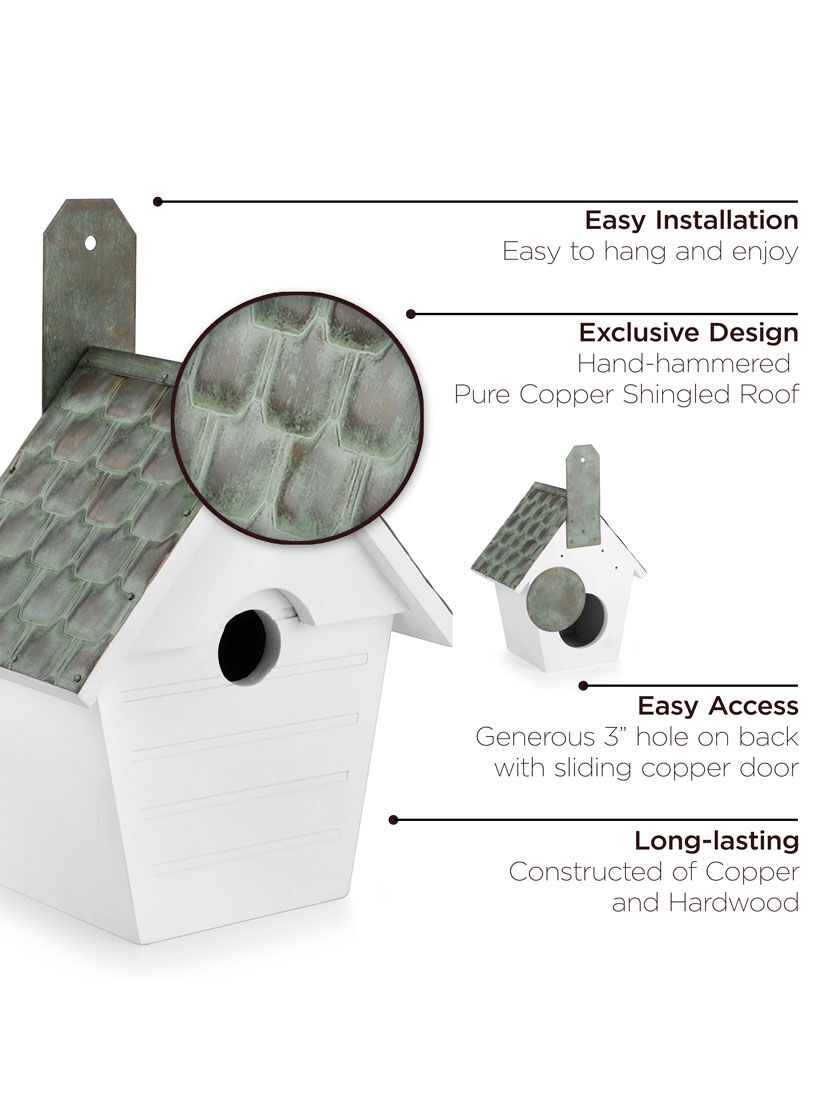GSC Classic Cottage Bird House With Verdigris Copper Roof - Image 3