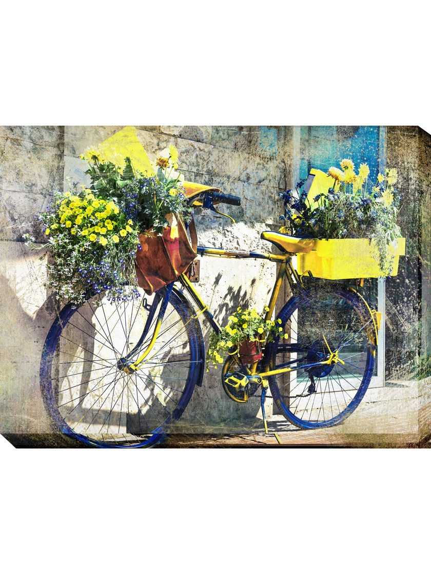 GSC Blue And Yellow Bike Outdoor Wall Art,