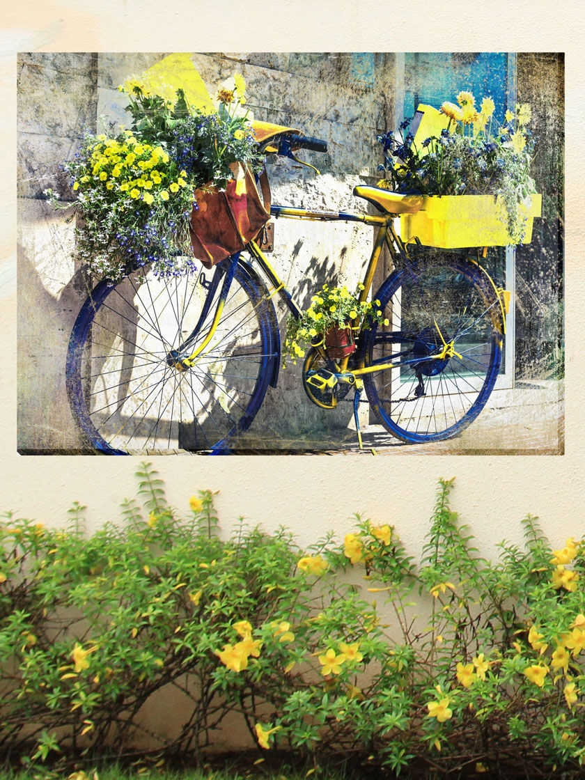 GSC Blue And Yellow Bike Outdoor Wall Art, - Image 2