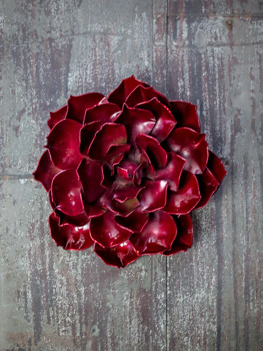 GSC Desert Steel Ruby Rose Succulent Sculpture, Small