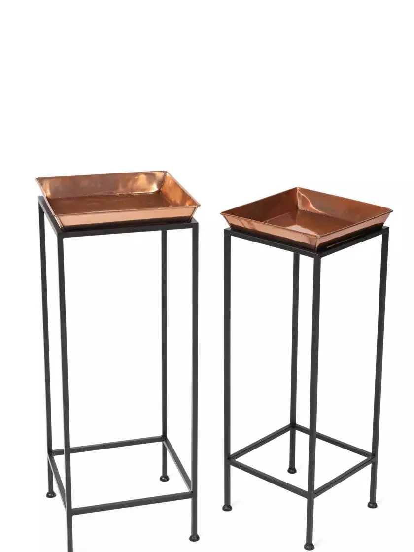 GSC Square Nesting Plant Stands With Trays, Set Of 2 - Image 6