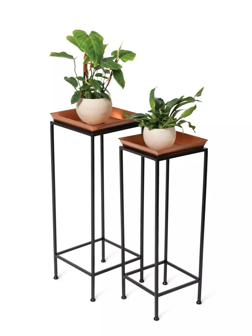 GSC Square Nesting Plant Stands With Trays, Set Of 2 - Image 4