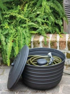 GSC Matte Black Ribbed Hose Pot With Lid
