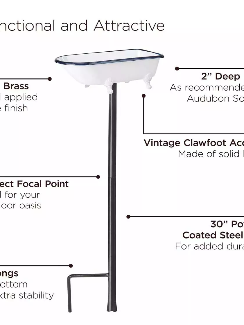 GSC White Enamel Bathtub Birdbath - Image 6