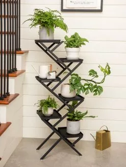 GSC Crisscross Cascading Plant Stand With Black Trays