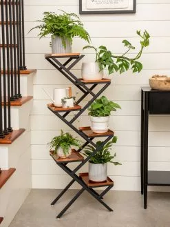 GSC Crisscross Cascading Plant Stand With Copper Trays