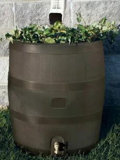 GSC Round Rain Barrel With Planter, 35 Gallons