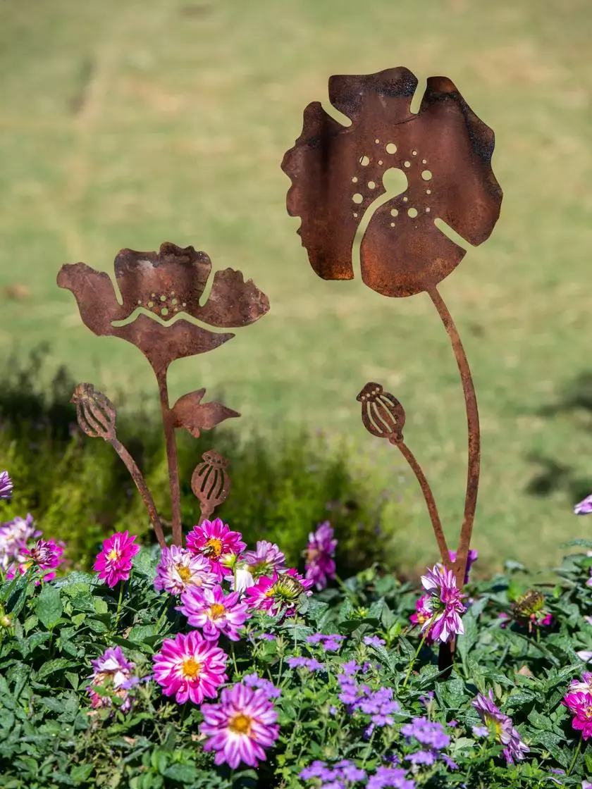 GSC Poppy Garden Stakes Set Of 2