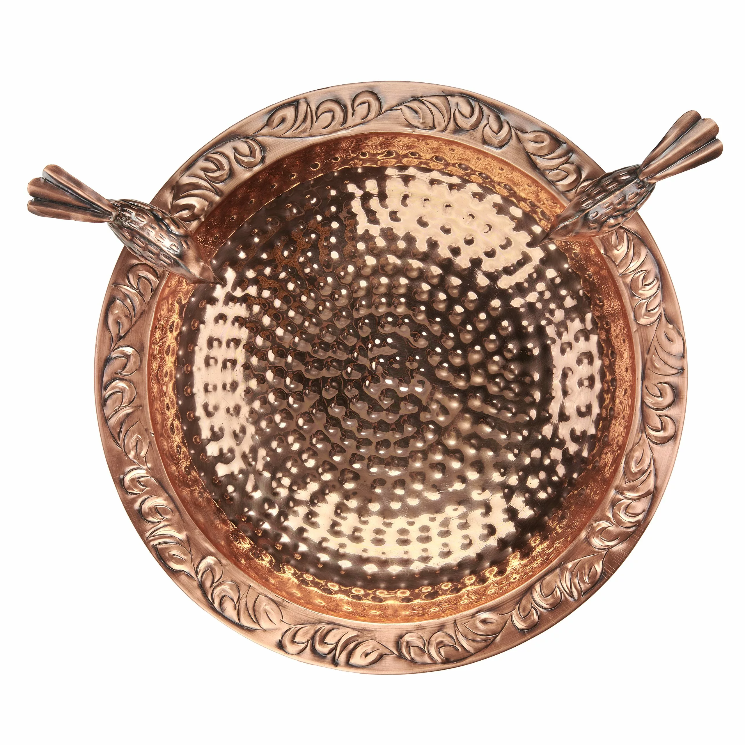 GSC Pure Copper Bird Bath With Two Copper Birds And Tree Multipronged Garden Pole - Image 6