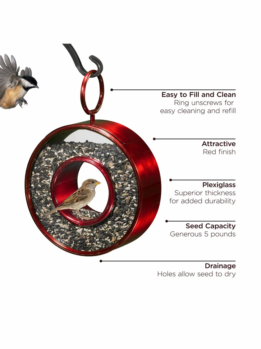 GSC Circle Fly-Thru™ Bird Feeder With A Ruby Red Finish - Image 4